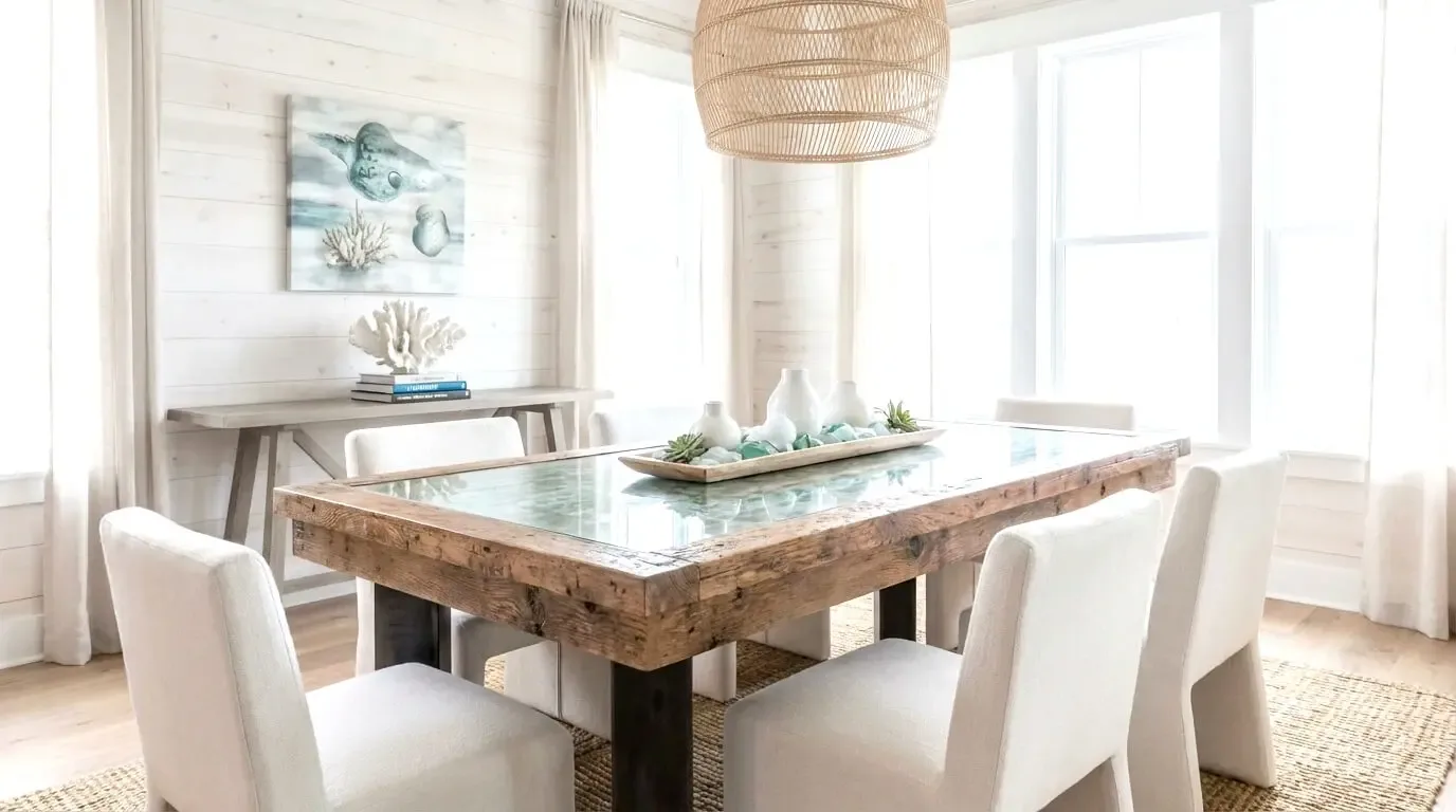 The Passato set for six in a bright dining room.